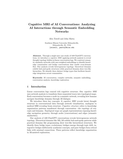 Cognitive MRI of AI Conversations: Analyzing AI Interactions through Semantic Embedding Networks