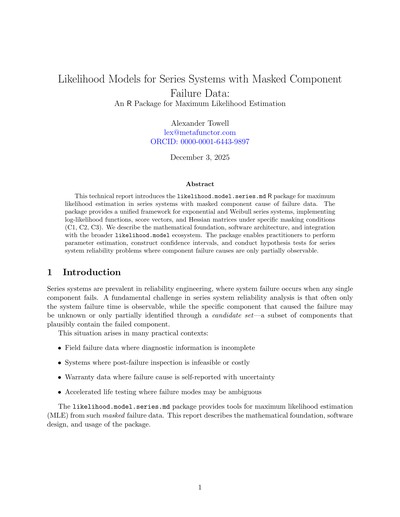 Likelihood Models for Series Systems with Masked Component Failure Data: An R Package for Maximum Likelihood Estimation