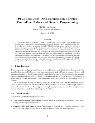 PFC: Zero-Copy Data Compression Through Prefix-Free Codecs and Generic Programming