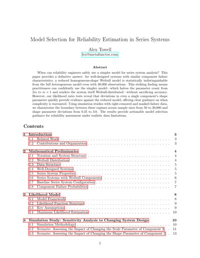 Model Selection for Reliability Estimation in Series Systems