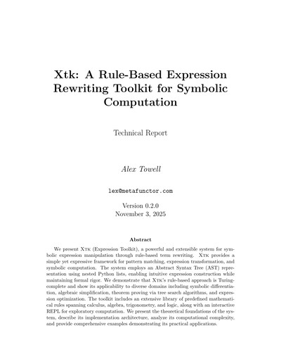 Xtk: A Rule-Based Expression Rewriting Toolkit for Symbolic Computation