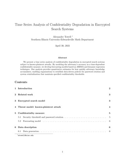 Time Series Analysis of Confidentiality Degradation in Encrypted Search Systems