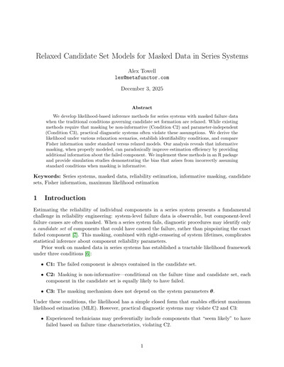 Relaxed Candidate Set Models for Masked Data in Series Systems